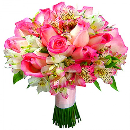 buque de noiva com rosas claras  e alstroemeria   - entregamos em toda BH