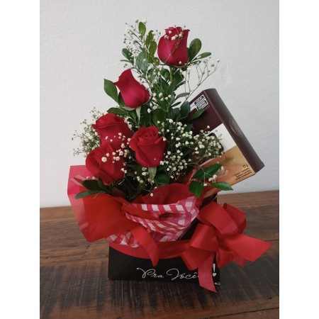 Carta de flores com chocolate